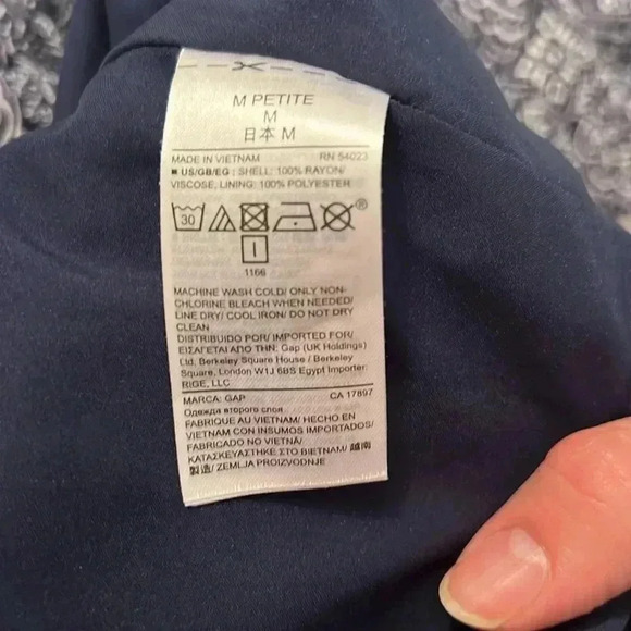 GAP MEDIUM PETITE BLUE AND WHITE DAMASK BOHO LONG SLEEVE DRESS - Picture 5 of 7